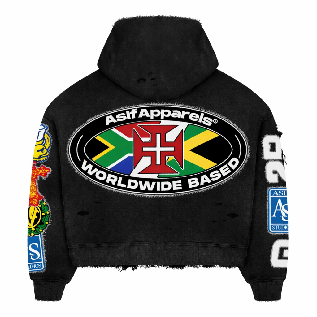 “Worldwide” Cropped Zip-Up
